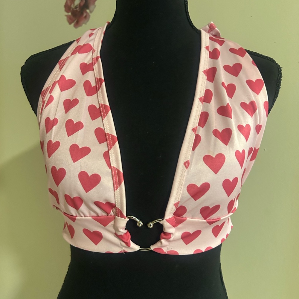Wild Fable Pink Heart Bikini Top
